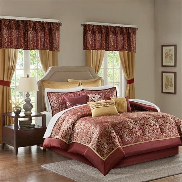 Madison Park Madison Park MPE10-634 Brystol 24 Piece Room in a Bag - Red; King Size MPE10-634